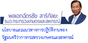 นโยบายและแนวทางการปฏิบัติงานของรัฐมนตรีว่าการกระทรวงเกษตรและสหกรณ์