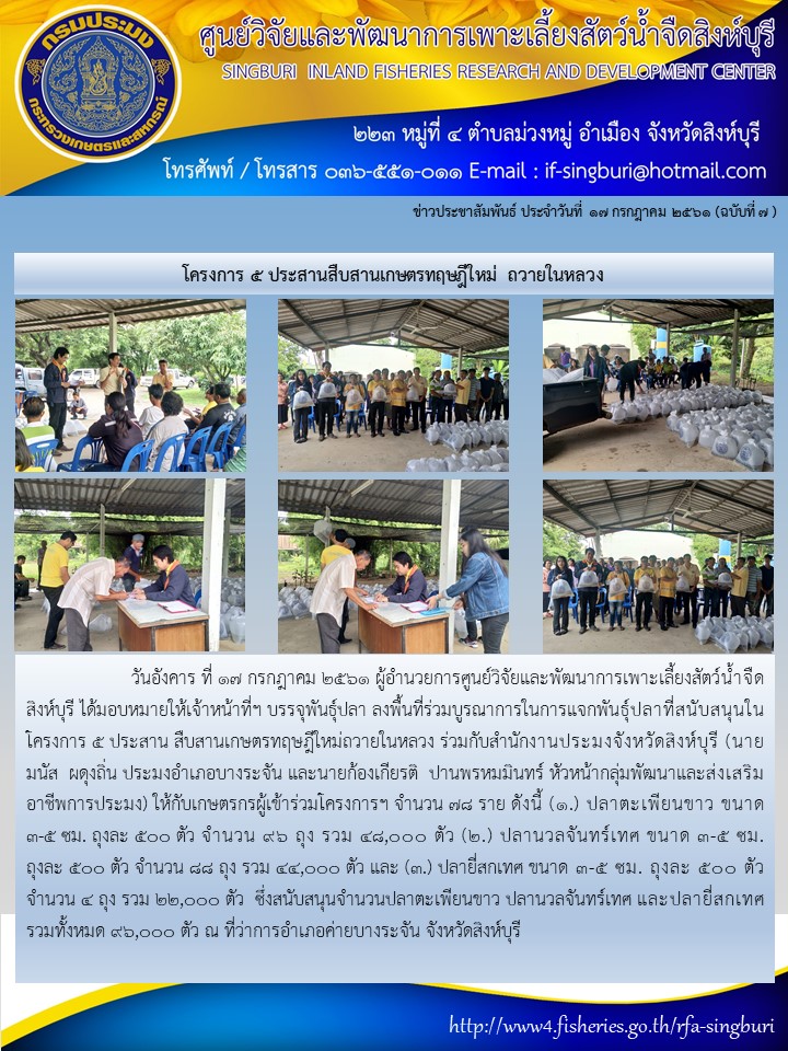 โครงการ 5 ประสานสืบสานเกษตรทฤษฎีใหม่ ถวายในหลวง..คลิก