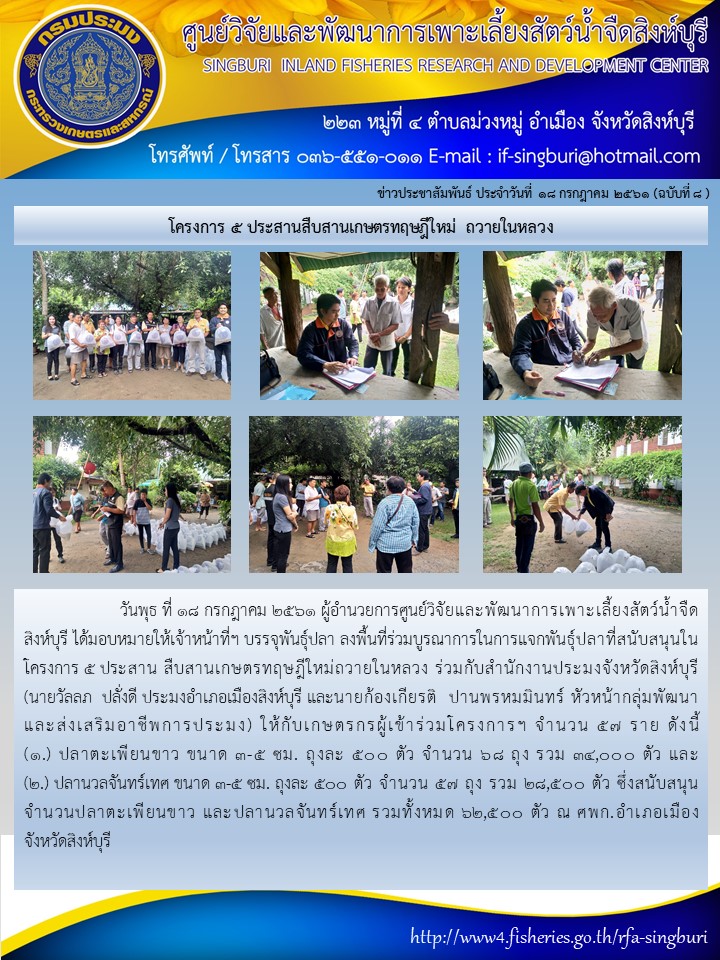 โครงการ 5 ประสานสืบสานเกษตรทฤษฎีใหม่ ถวายในหลวง..คลิก