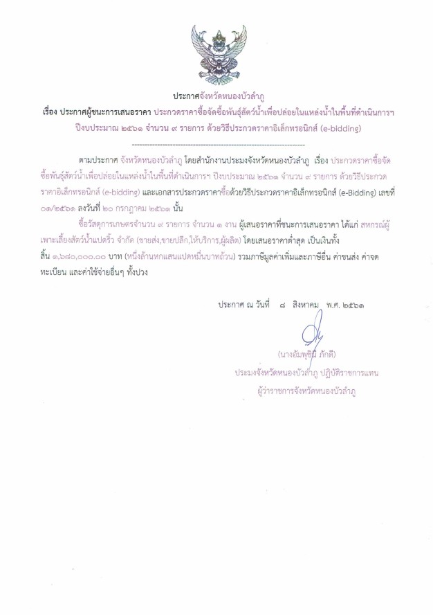 ประกาศจังหวัดหนองบัวลำภู 