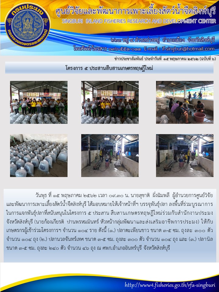 โครงการ 5 ประสานสืบสานเกษตรทฤษฎีใหม่..คลิก