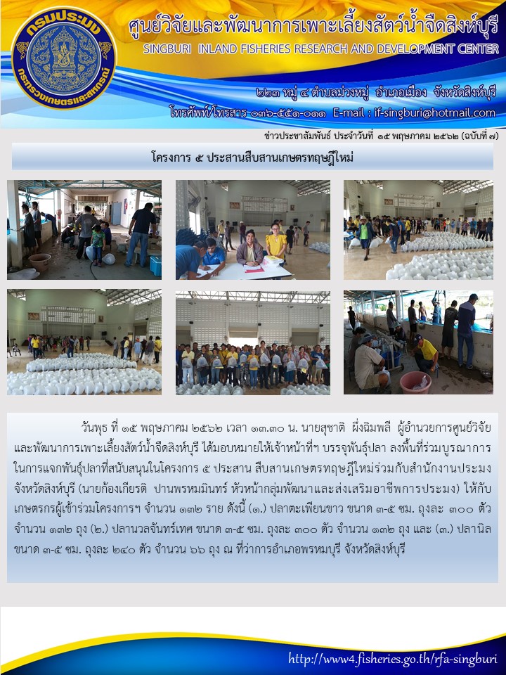 โครงการ 5 ประสานสืบสานเกษตรทฤษฎีใหม่..คลิก
