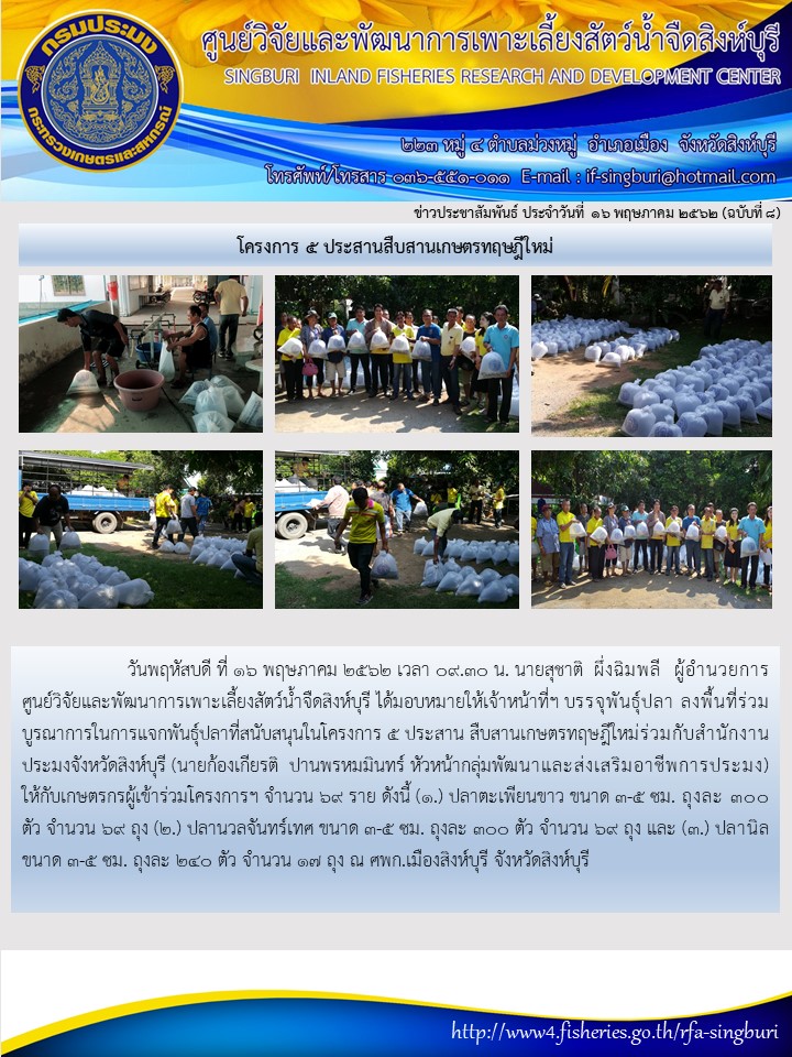 โครงการ 5 ประสานสืบสานเกษตรทฤษฎีใหม่..คลิก