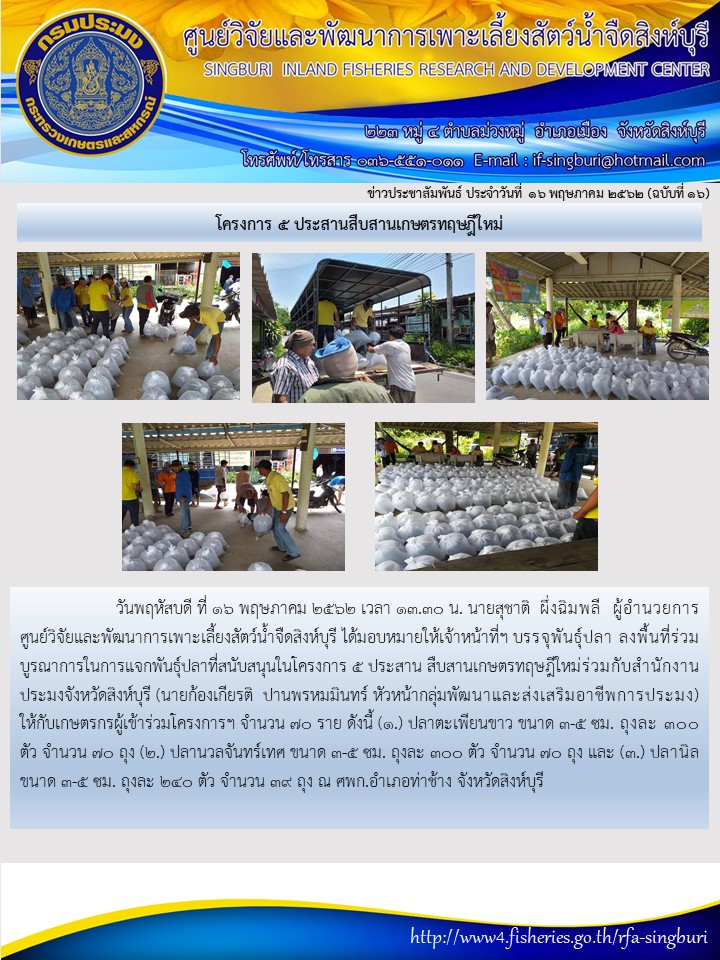 โครงการ 5 ประสานสืบสานเกษตรทฤษฎีใหม่..คลิก