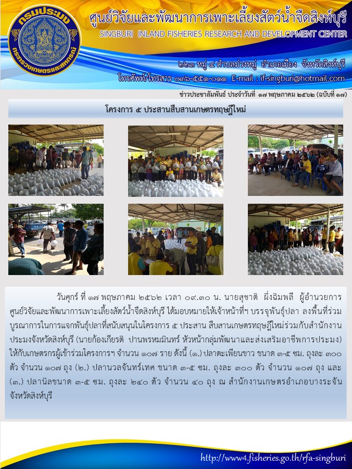 โครงการ 5 ประสานสืบสานเกษตรทฤษฎีใหม่..คลิก