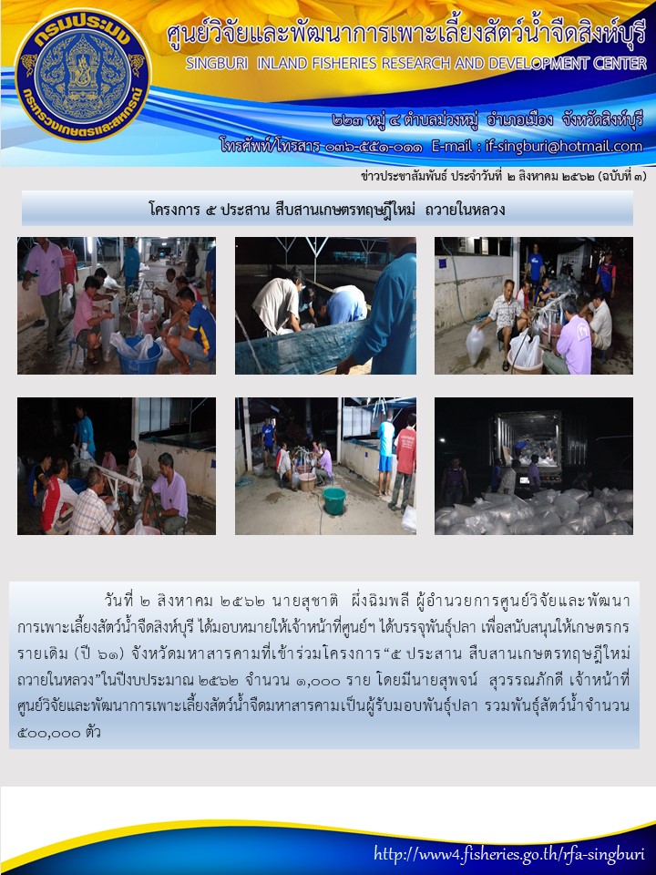 โครงการ ๕ ประสาน สืบสานเกษตรทฤษฎีใหม่ ถวายในหลวง..คลิก