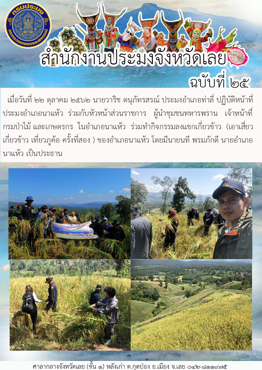 ร่วมทำกิจกรรมลงแขกเกี่ยวข้าว (เอาเสี่ยวเกี่ยวข้าว เที่ยวภูค้อ ครั้งที่สอง ) ของอำเภอนาแห้ว จังหวัดเลย