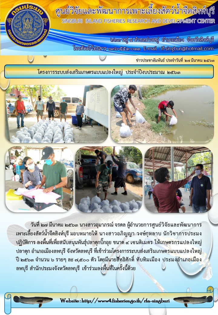 โครงการระบบส่งเสริมเกษตรแบบแปลงใหญ่ ประจำปีงบประมาณ 2563..คลิก