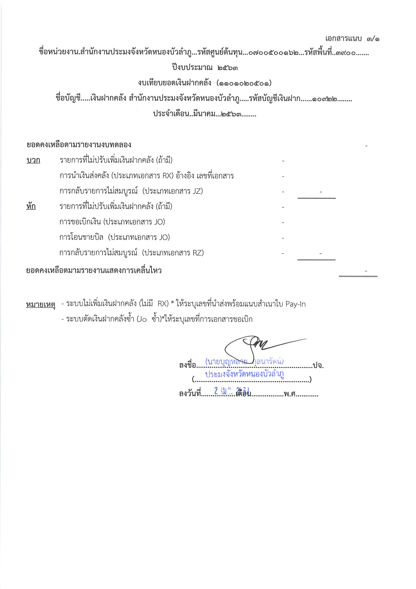 การเปิดเผยแสดงรายละเอียดประกอบรายการบัญชีที่สำคัญประกอบงบทดลองประจำเดือน มี.ค.63..คลิก