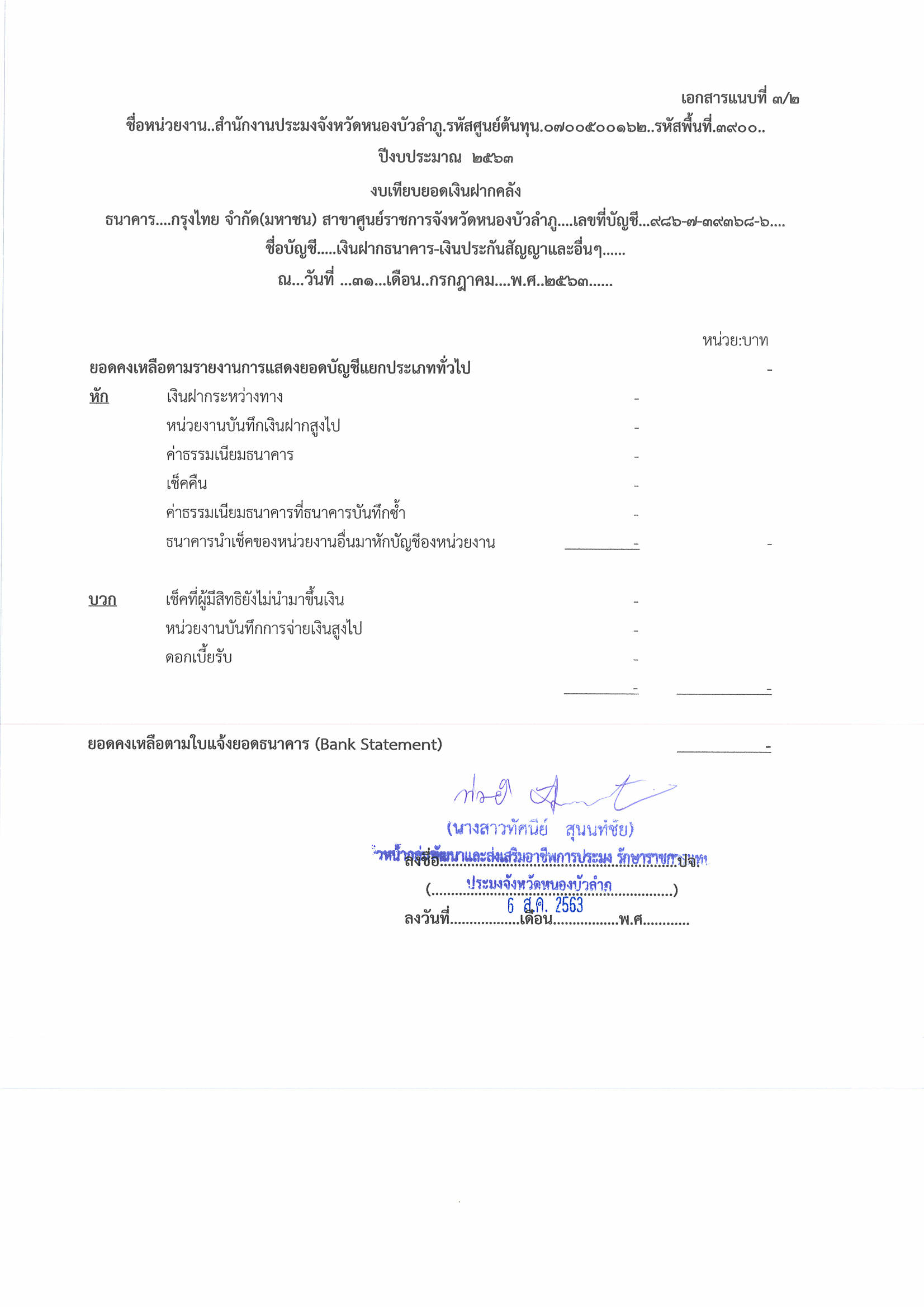 ภาพการเปิดเผยแสดงรายละเอียดประกอบรายการบัญชีที่สำคัญประกอบงบทดลองประจำเดือน กรกฎาคม 2563..คลิก