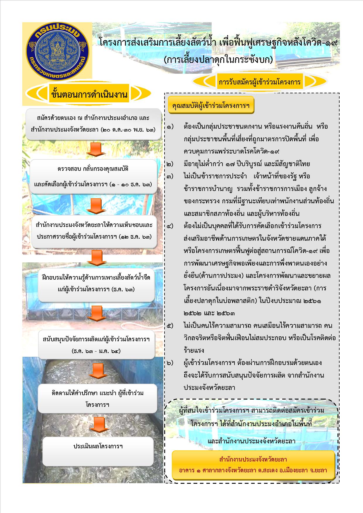 รับสมัครโครงการส่งเสริมการเลี้ยงสัตว์น้ำ เพื่อฟื้นฟูเศรษฐกิจหลังโควิด-19..คลิก