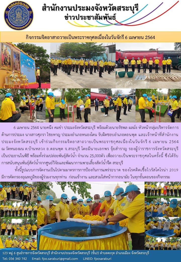 กิจกรรมจิตอาสาถวายเป็นพระราชกุศลเนื่องใน วันจักรี 6 เมษายน 2564