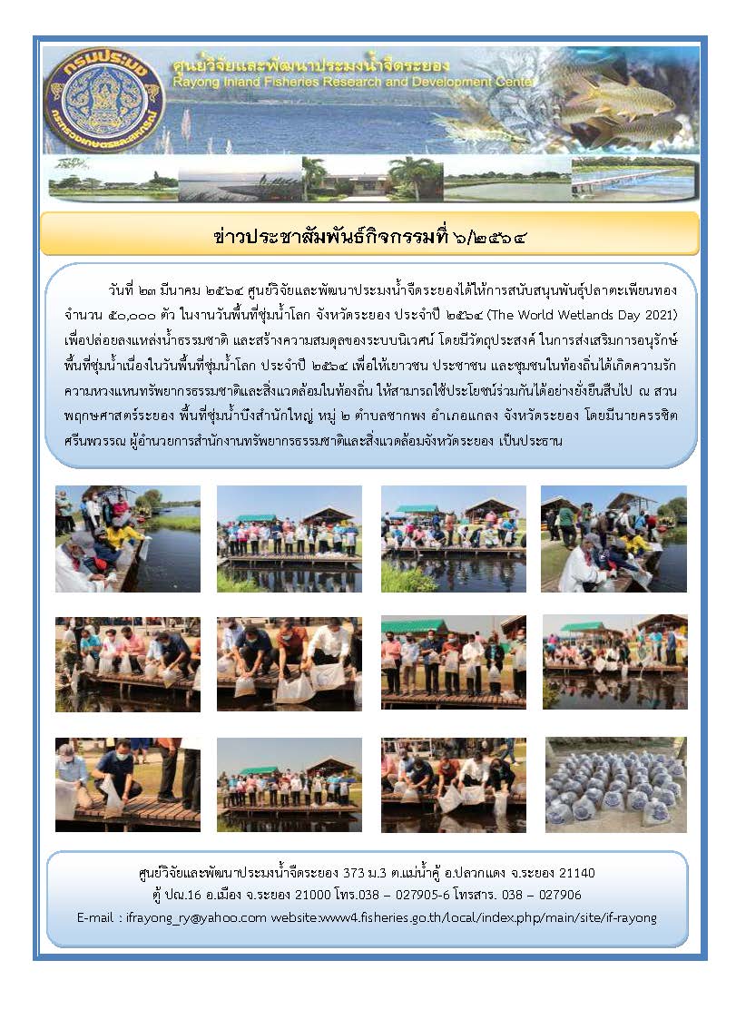 ข่าวประชาสัมพันธ์กิจกรรม  ฉบับที่ 6/2564..คลิก