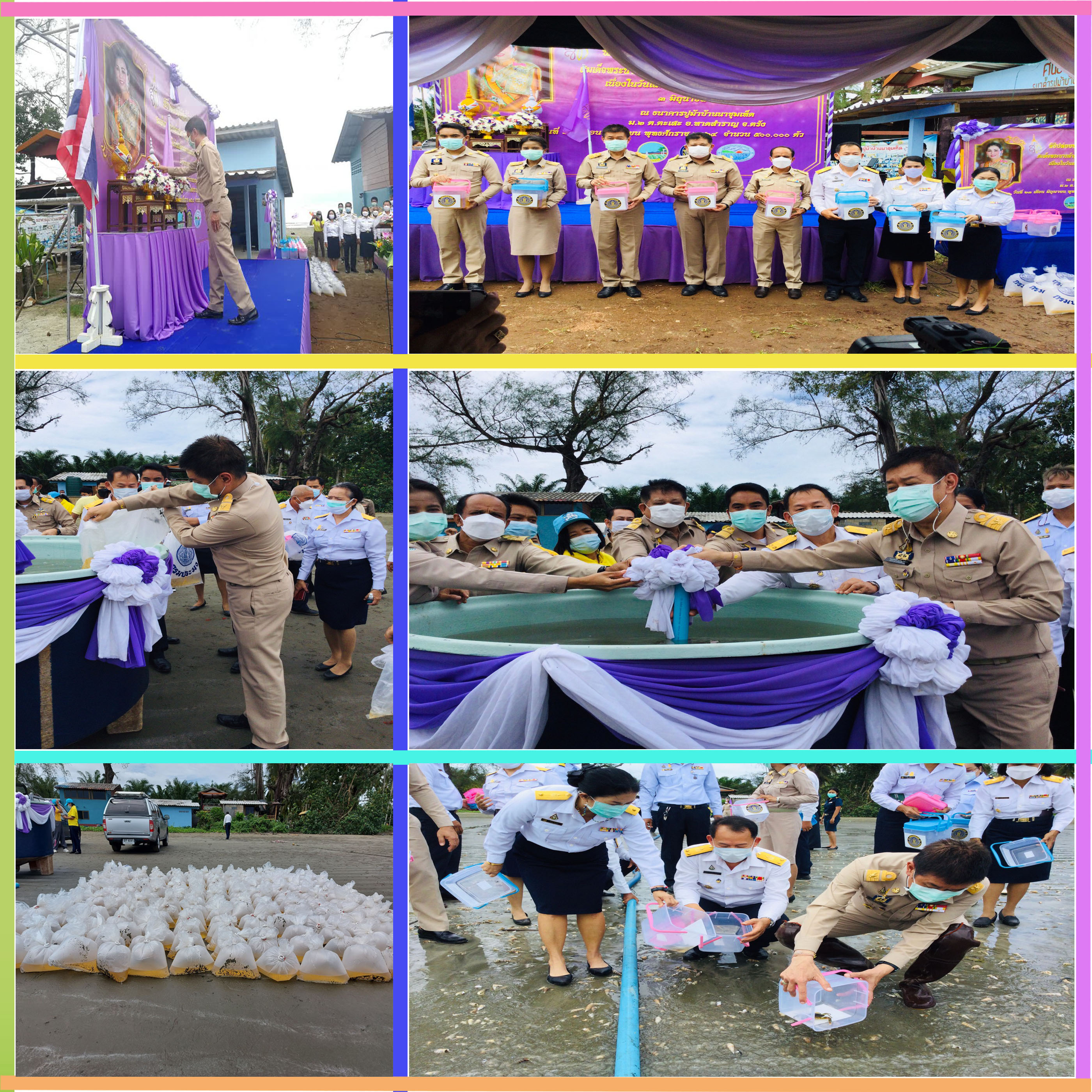 สำนักงานประมงจังหวัดตรังร่วมกับคณะกรรมการขับเคลื่อนนโยบายของกรมประมง(FCจังหวัดตรัง)จัดพิธีปล่อยพันธุ์สัตว์น้ำเฉลิมพระเกียรติ เนื่องในโอกาสวันเฉลิมพระชนมพรรษา สมเด็จพระนางเจ้าฯ พระบรมราชินี