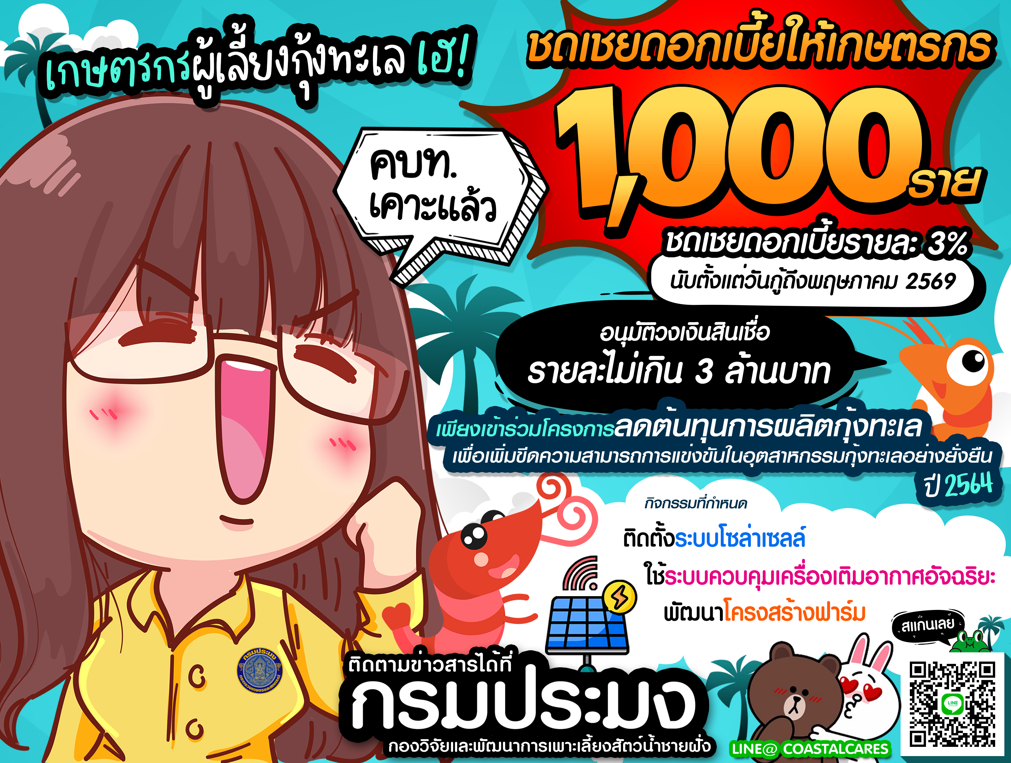 โครงการลดต้นทุนการผลิตกุ้งทะเลเพื่อเพิ่มขีดความสามารถการแข่งขันในอุตสาหกรรมกุ้งทะเลอย่างยั่งยืน ปี 2564..คลิก