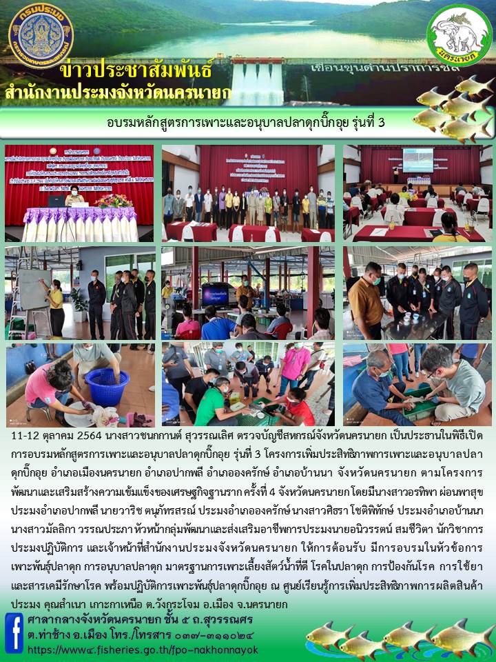 โครการเพิ่มประสิทธิภาพการเพาะและอนุบาลปลาดุกบิ๊กอุย รุ่นที่ 3..คลิก