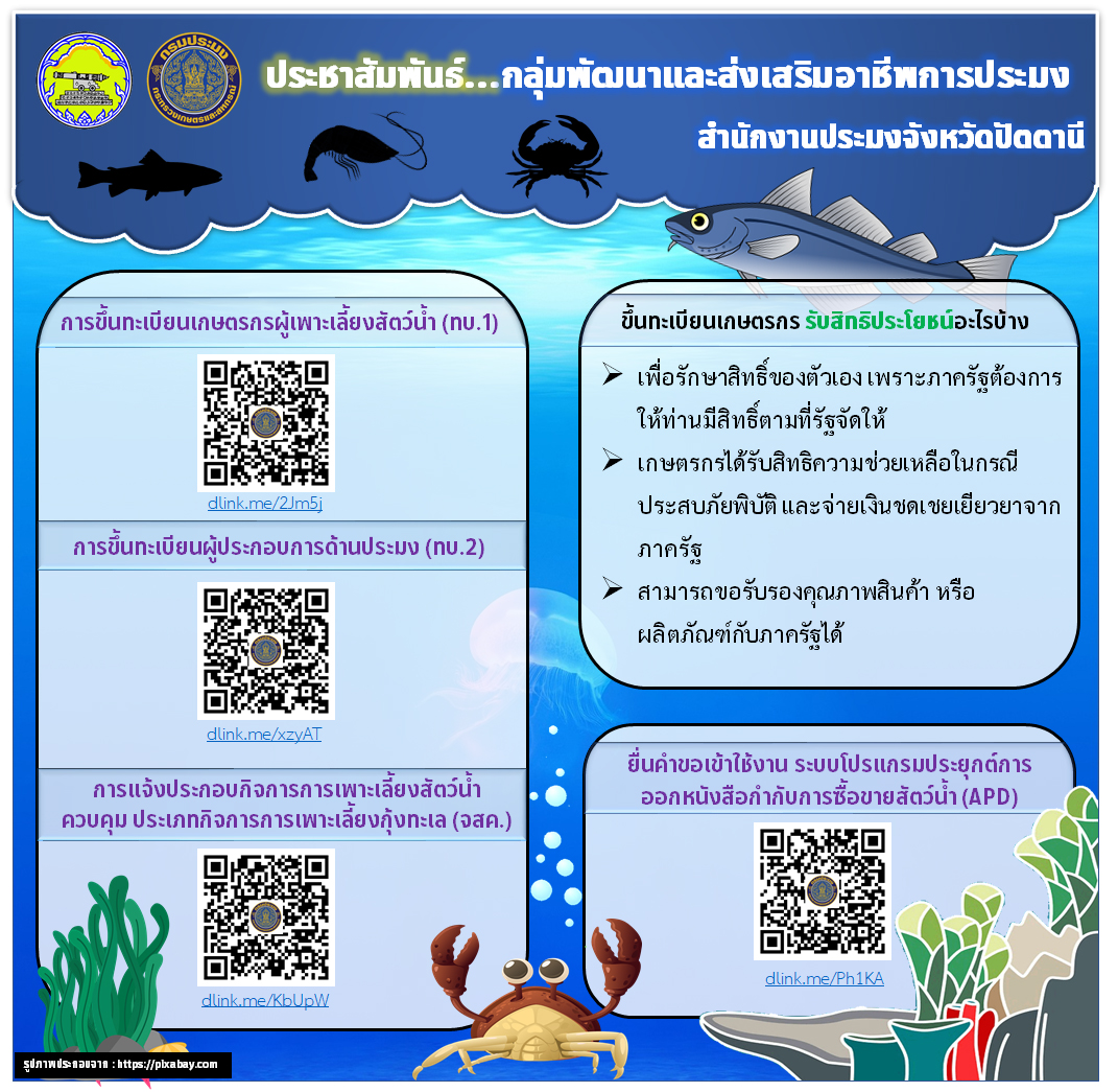 ประชาสัมพันธ์...กลุ่มส่งเสริมและพัฒนาอาชีพการประมง..คลิก