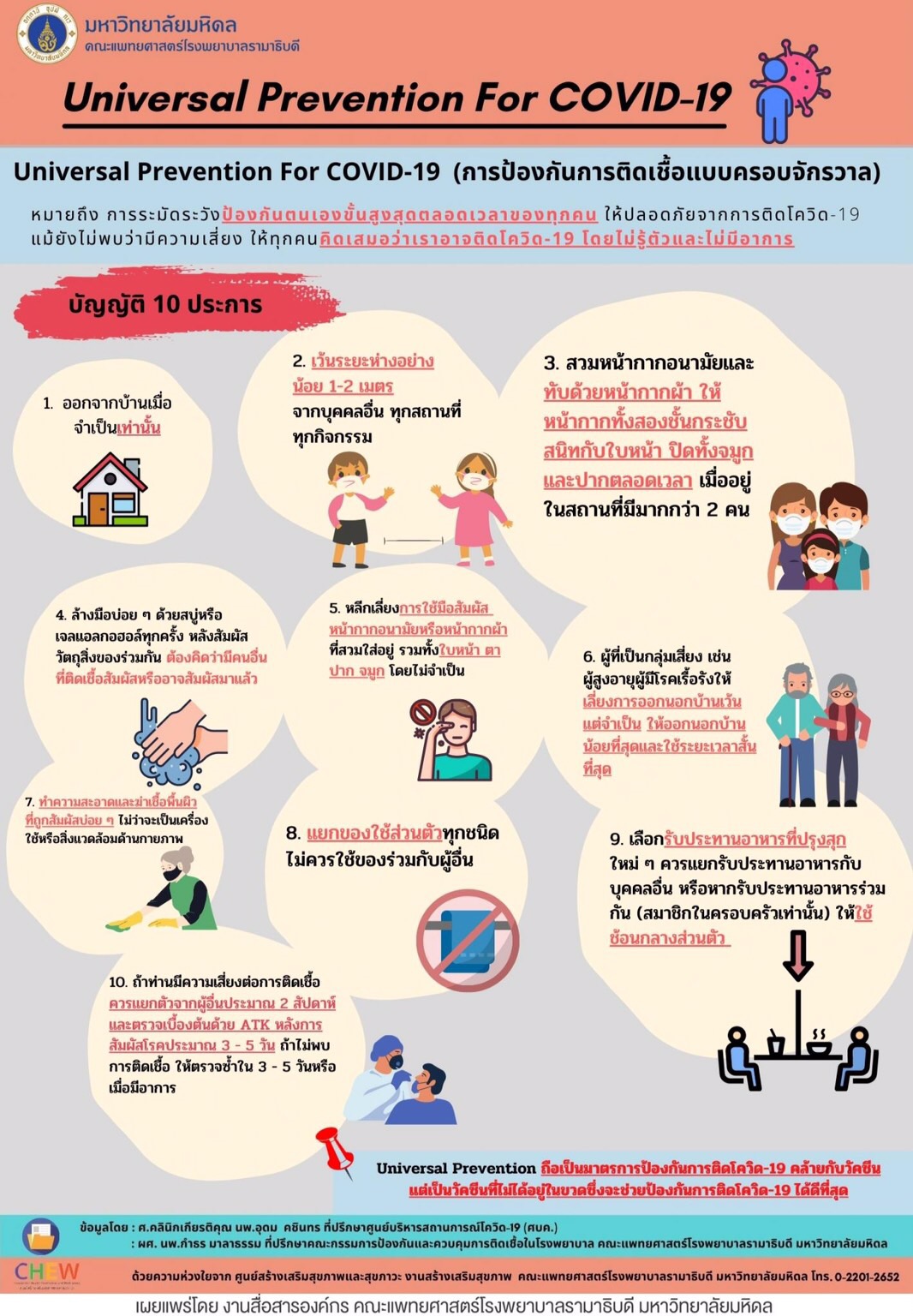 Universal Prevention For COVID-19 (การป้องกันการติดเชื้อแบบครอบจักรวาล)..คลิก