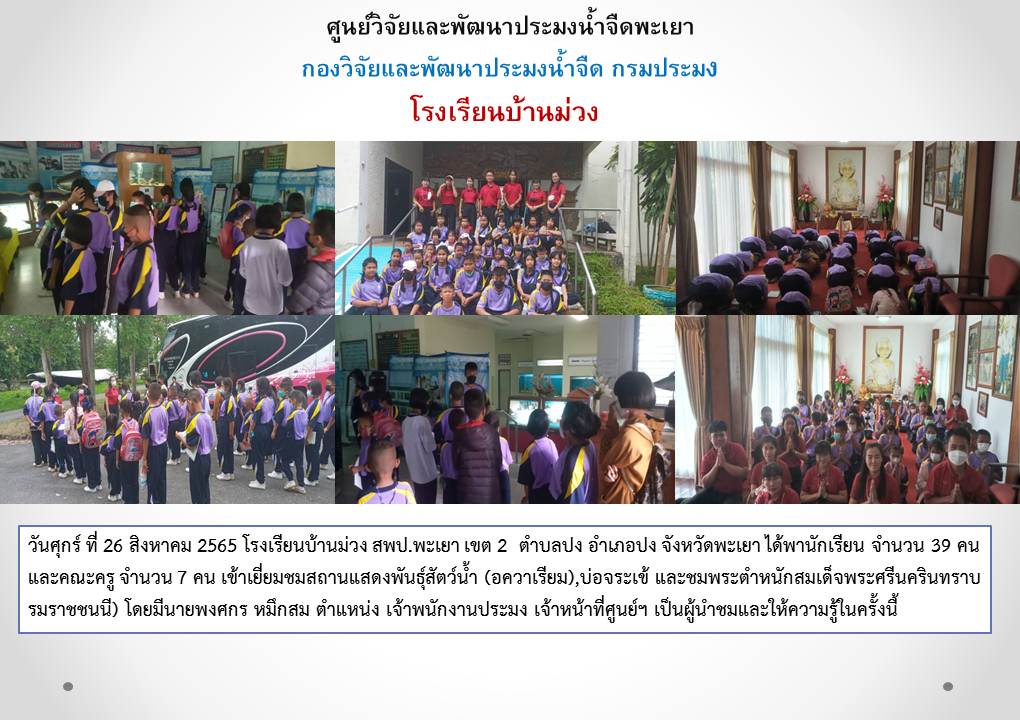 ศึกษาดูงาน โรงเรียนบ้านม่วง สพป.พะเยา เขต 2..คลิก