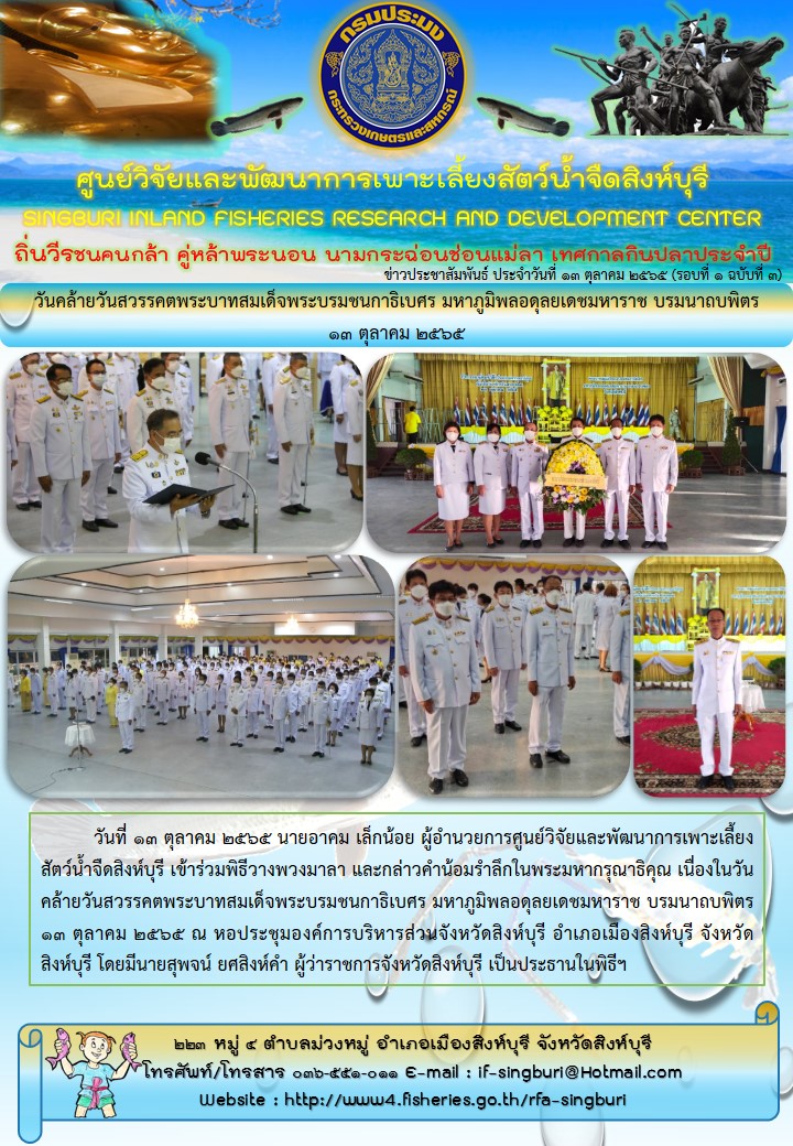 วันคล้ายวันสวรรคตพระบาทสมเด็จพระบรมชนกาธิเบศร มหาภูมิพลอดุลยเดชมหาราช บรมนาถบพิตร 13 ตุลาคม 2565..คลิก