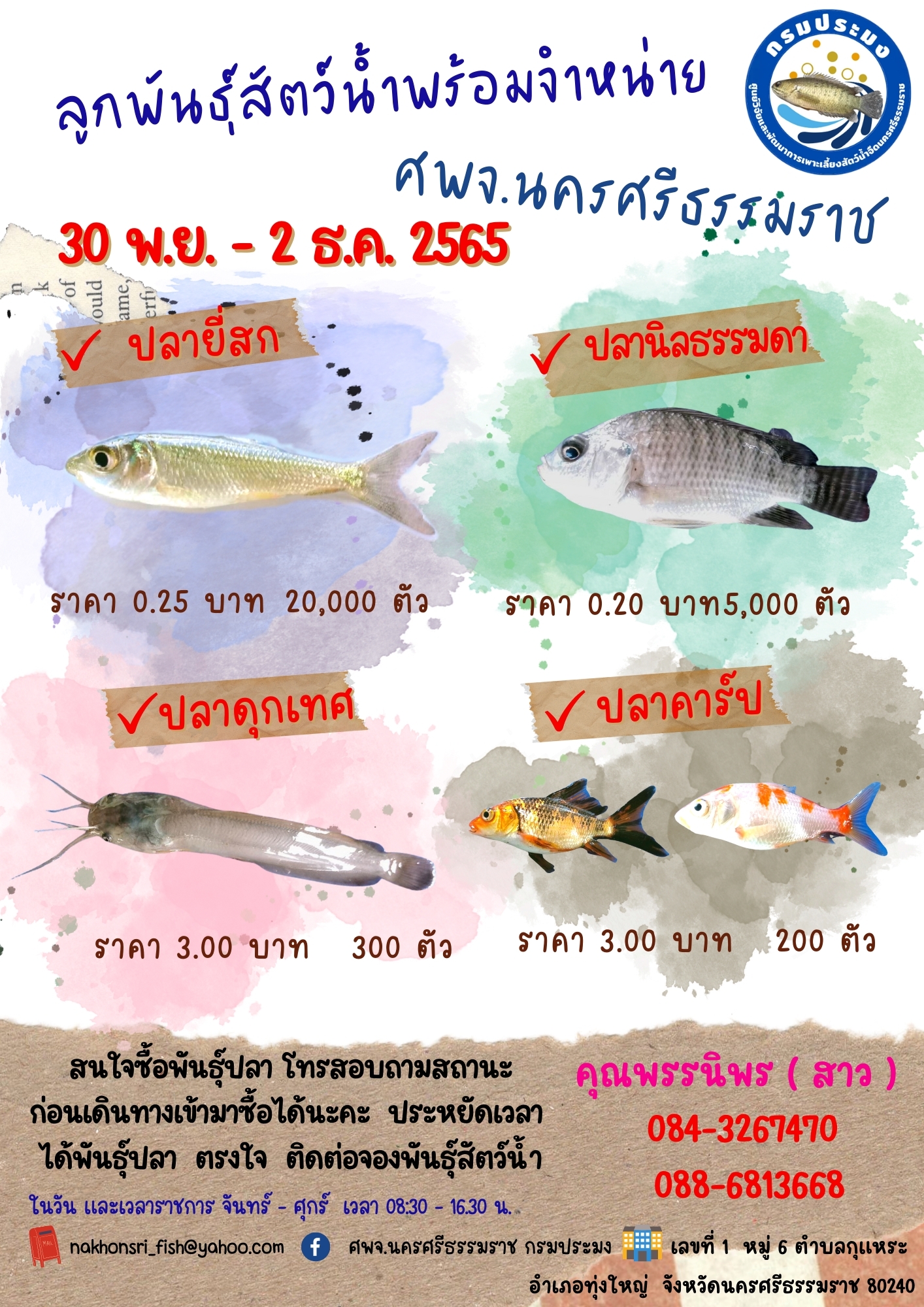 ลูกพันธุ์สัตว์น้ำพร้อมจำหน่าย..คลิก