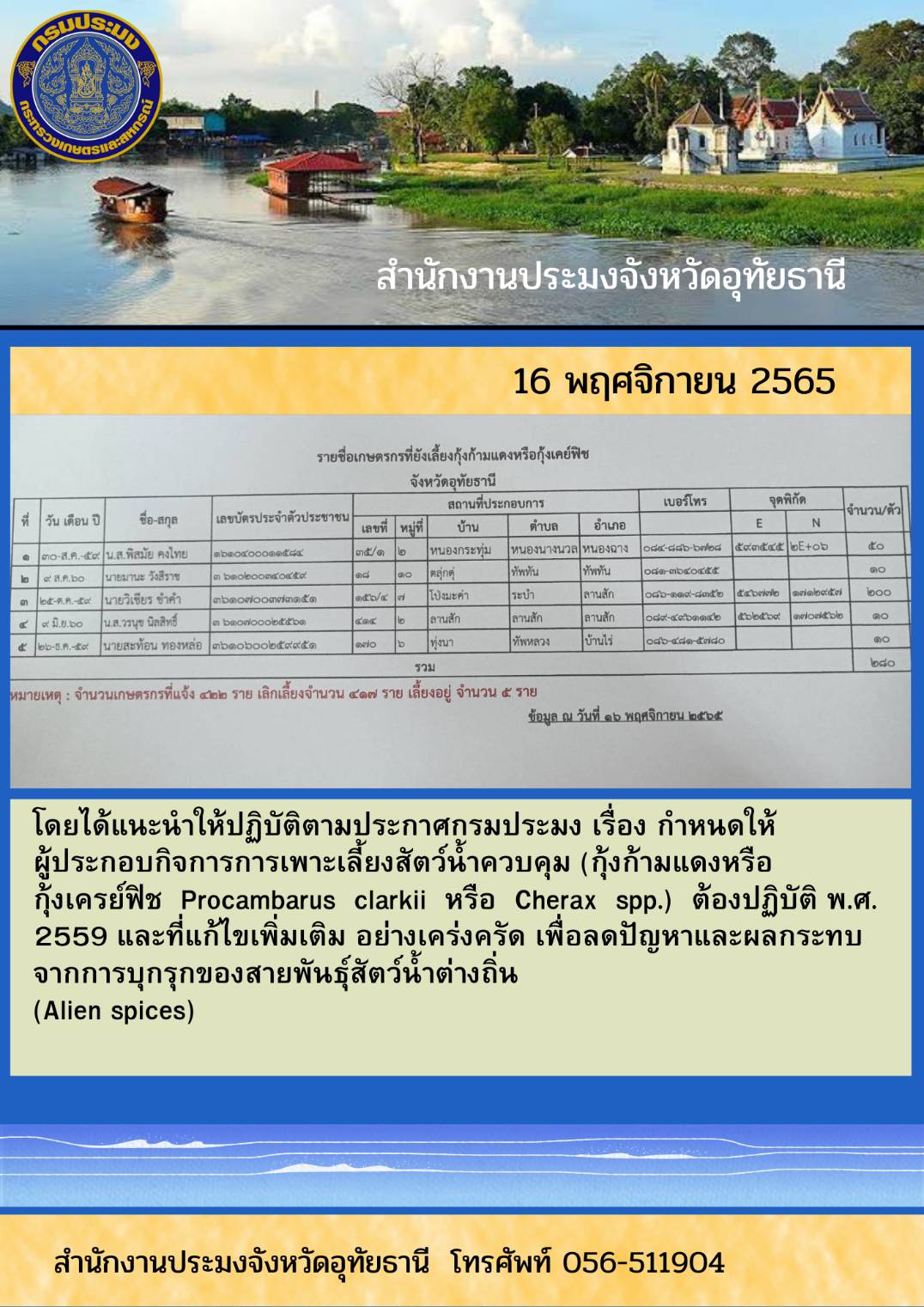ประชาสัมพันธ์ ประจำเดือนพฤศจิกายน 2565