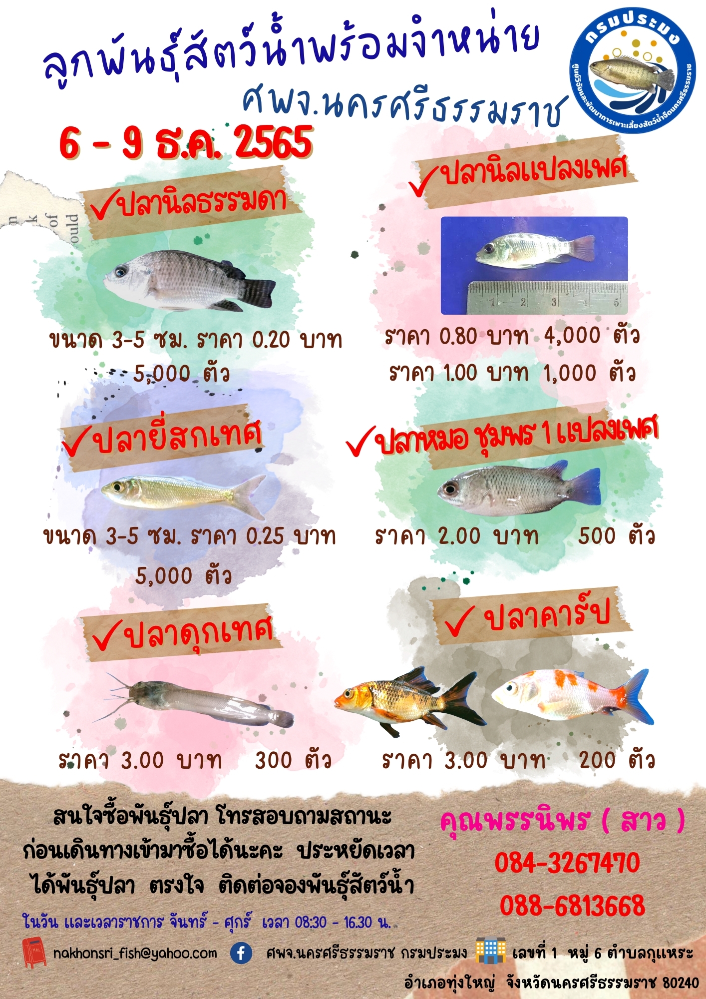 ลูกพันธุ์สัตว์น้ำพร้อมจำหน่าย..คลิก