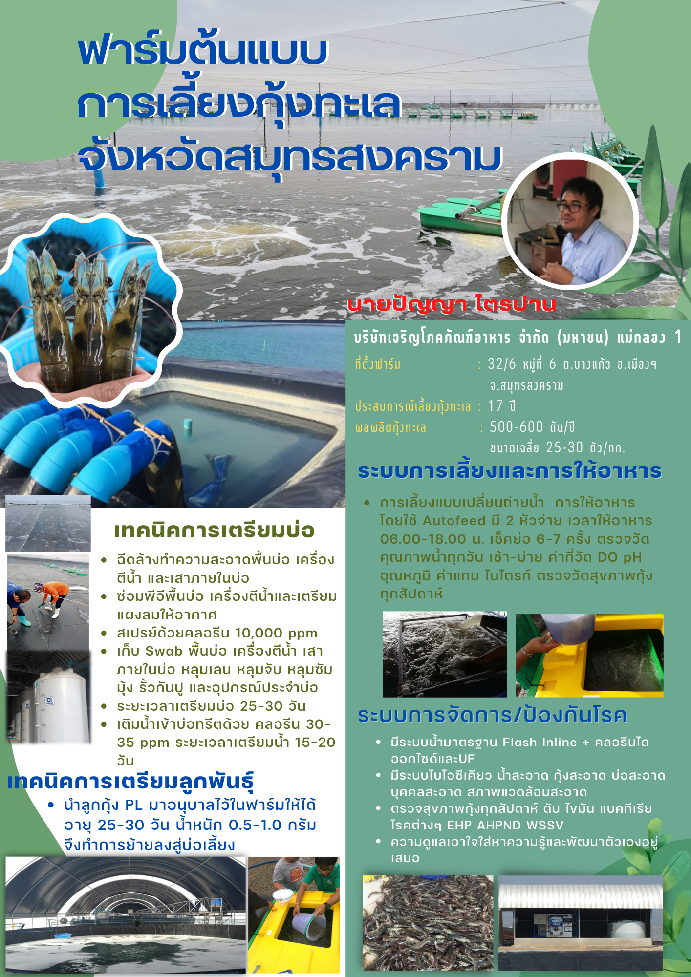 ฟาร์มต้นแบบการเลี้ยงกุ้งทะเลจังหวัดสมุทรสงคราม..คลิก