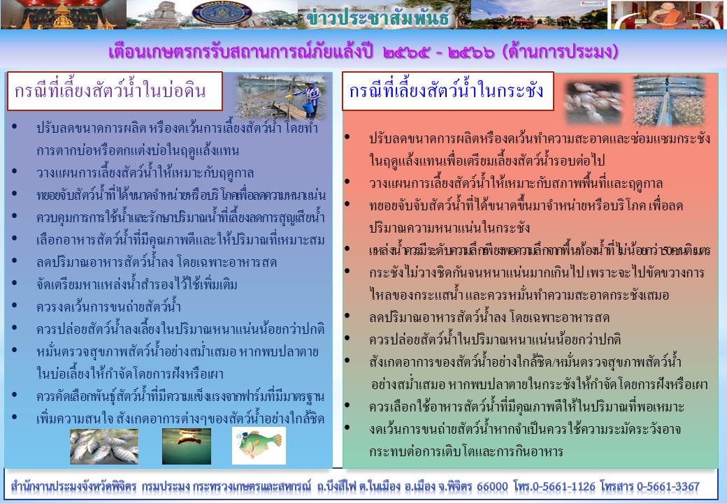 การป้องกันและลดผลกระทบด้านประมง ในช่วงฤดูหนาวและแล้ง ปี 2565/66..คลิก