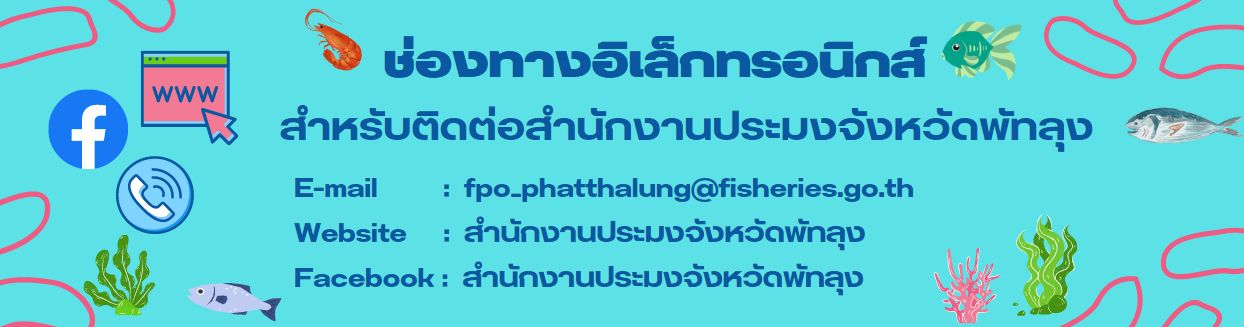 ช่องทางอิเล็กทรอนิกส์สำหรับติดต่อสำนักงานประมงจังหวัดพัทลุง..คลิก