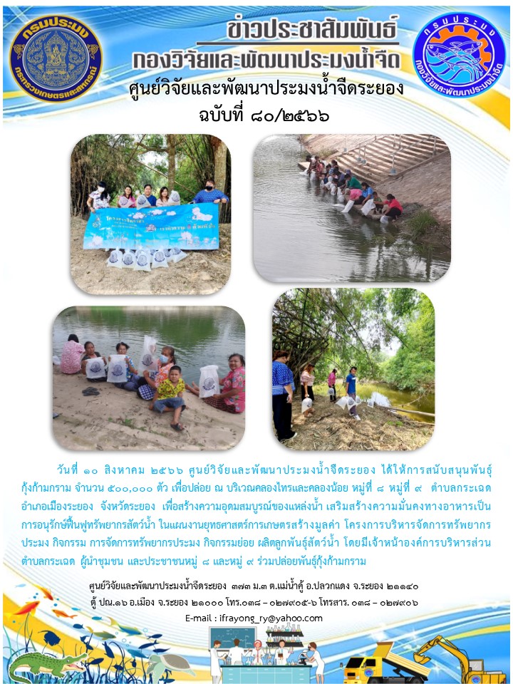 ข่าวประชาสัมพันธ์กิจกรรมฉบับที่ 80/2566..คลิก
