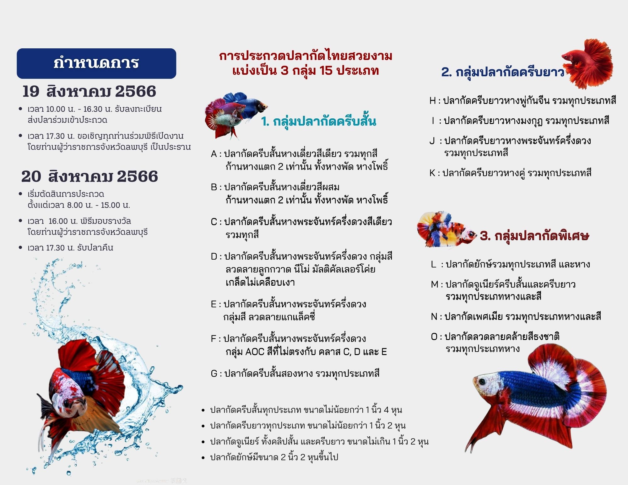มหกรรมประกวดปลากัด จังหวัดลพบุรี..คลิก