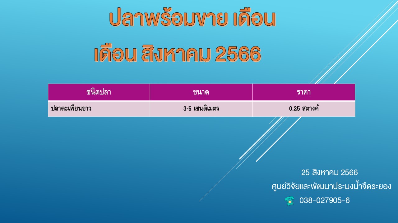 ปลาพร้อมขาย วันที่ 25 สิงหาคม 2566..คลิก