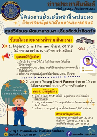 รับสมัครอบรมโครงการพัฒนาศํกยภาพเกษตรกร