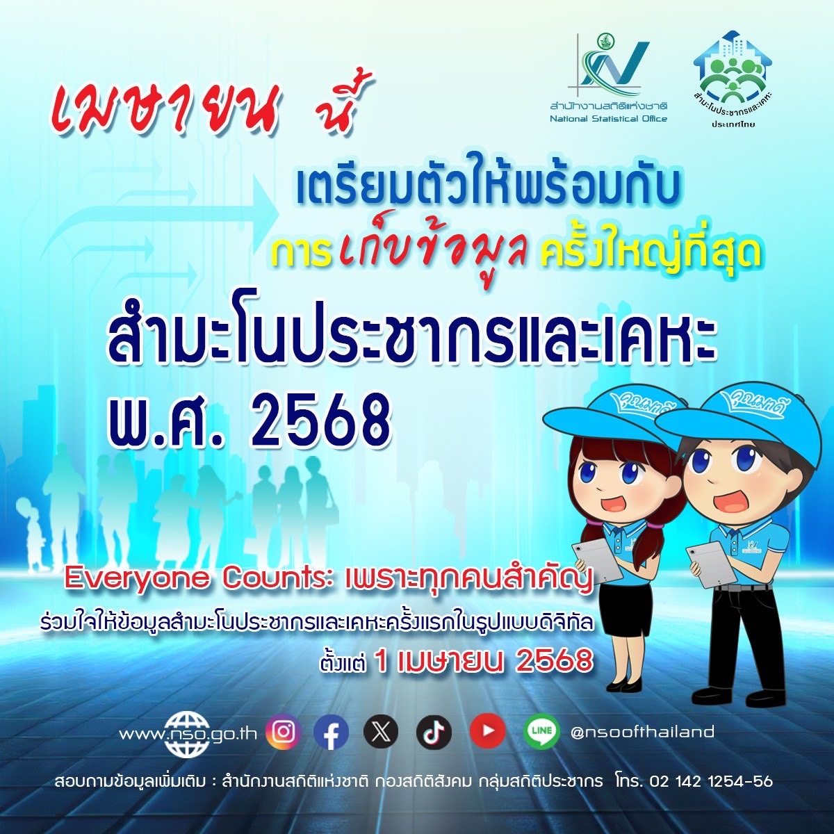 ประชาสัมพันธ์การจัดทำโครงการสำมะโนประชากรและเคหะ พ.ศ. 2568..คลิก