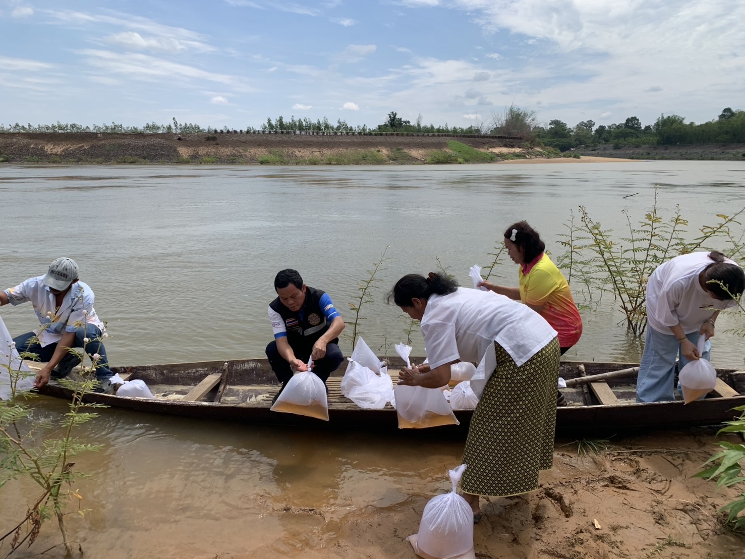 หน่วยงานกรมประมงจังหวัดอุบลราชธานี ร่วมปล่อยพันธุ์กุ้งก้ามกราม ประจำปีงบประมาณ 2568..คลิก