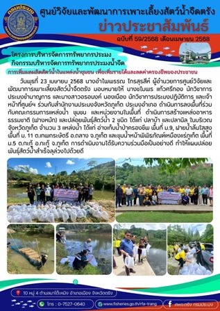 โครงการบริหารจัดการทรัพยากรประมง  กิจกรรมบริหารจัดการทรัพยากรประมงน้ำจืด 15..คลิก