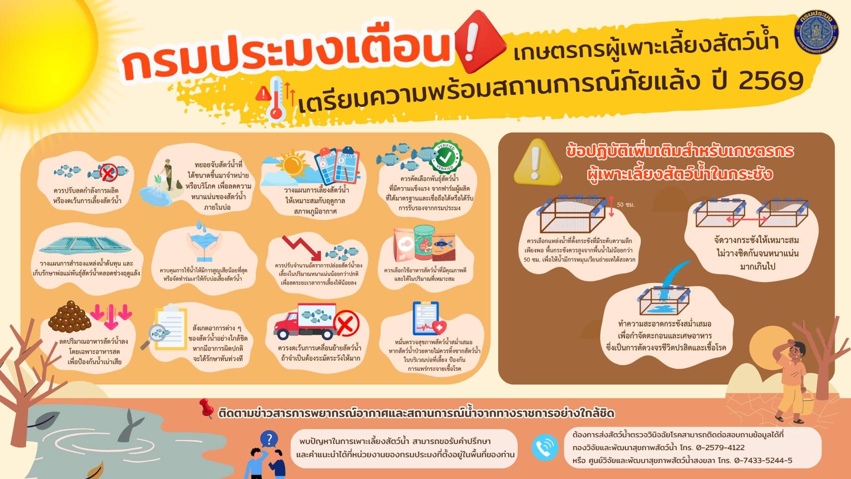 เกษตรกรผู้เพาะเลี้ยงสัตว์น้ำเตรียมความพร้อมสถานการณ์ภัยแล้งปี 2569