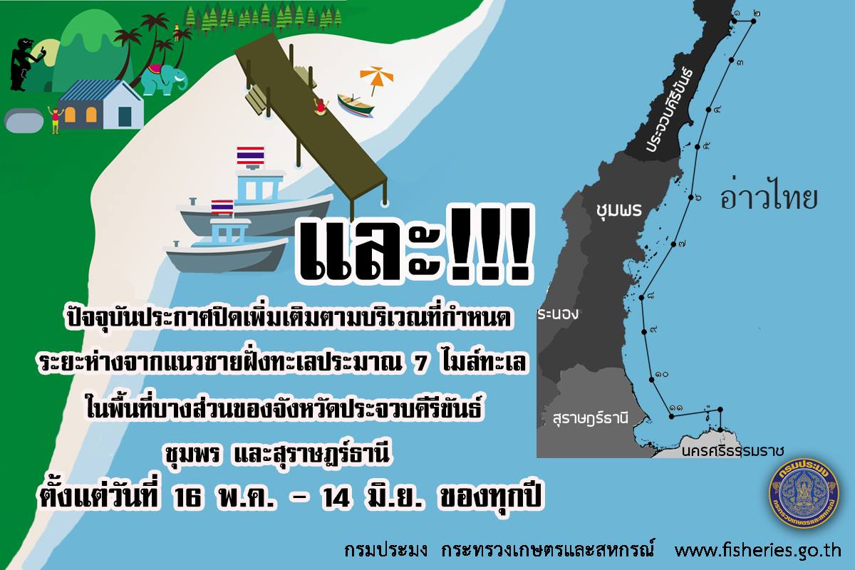 ประกาศปิดอ่าวไทย ปี2561 ..ชมภาพ