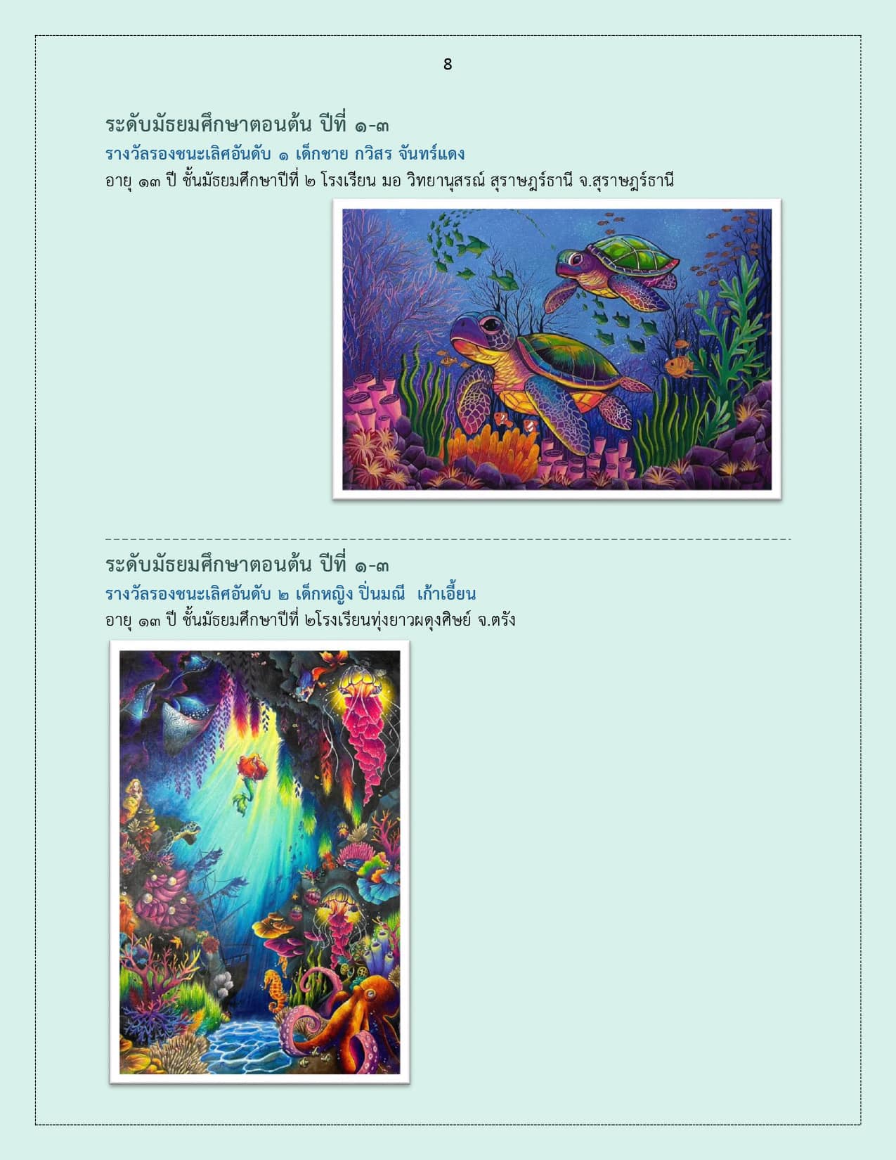 ประกาศ    ผลการตัดสินประกวดวาด..ชมภาพ