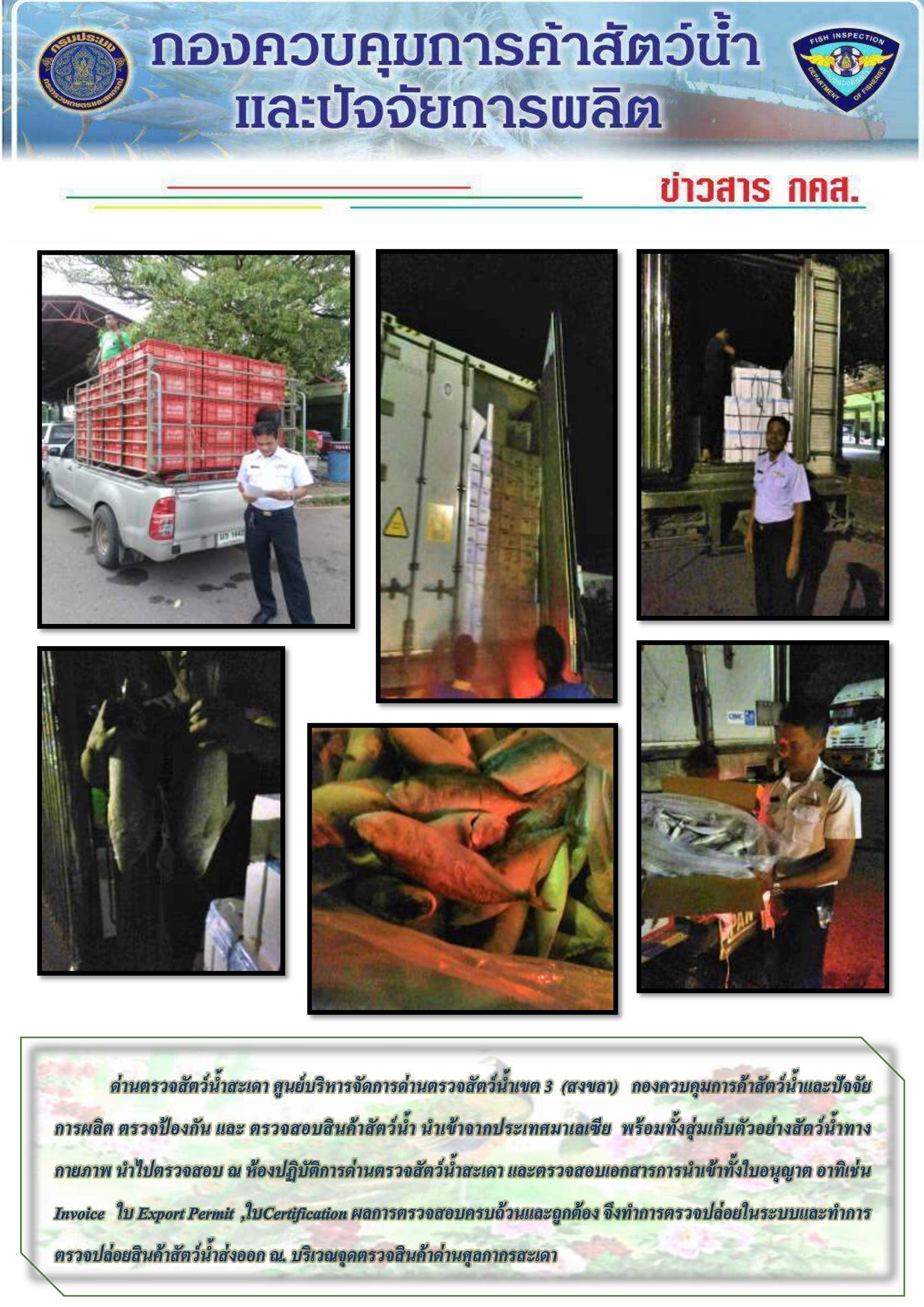 ข่าวสาร กคส ประจำวัน การตรวจป้องกัน และตรวจสอบสินค้านำเข้าส่งออก..คลิก