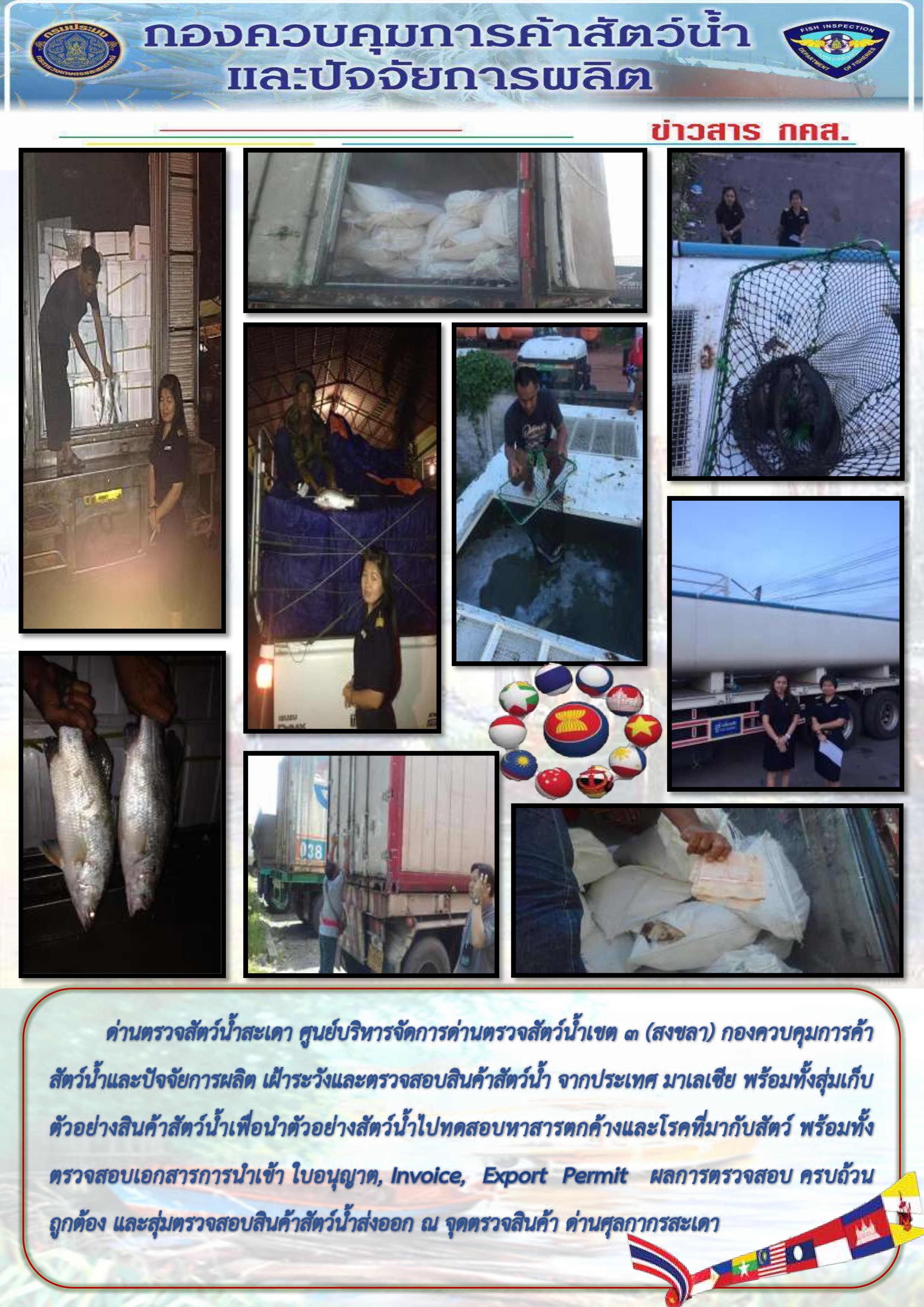 ข่าวสาร กคส. ประจำวัน..เจ้าหน้าที่ด่านฯสะเดา ปฏิบัติงานเฝ้าระวัง และตรวจสอบสินค้าสัตว์น้ำนำเข้าจากประเทศมาเลเซีย....คลิก