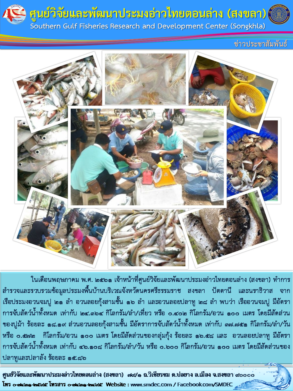 สำรวจและรวบรวมข้อมูลประมงพื้นบ้านบริเวณจังหวัดนครศรีธรรมราช .....คลิก