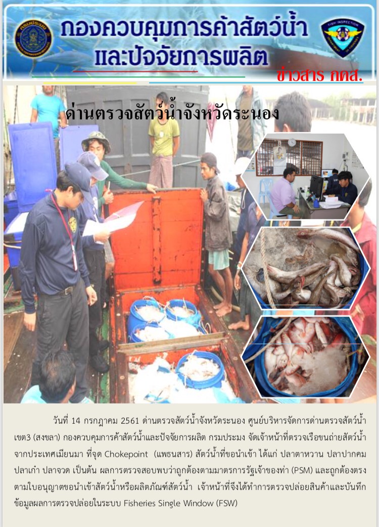 ตรวจสอบเรือและสินค้านำเข้าจากประเทศ MYANMAR