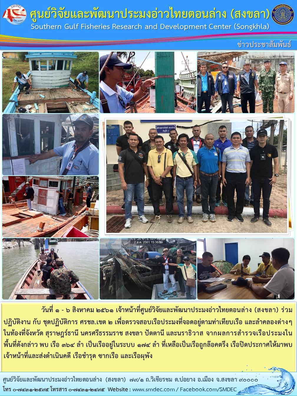 สำรวจตรวจสอบเรือที่จอดอยู่ตามท่าเทียบเรือ..คลิก