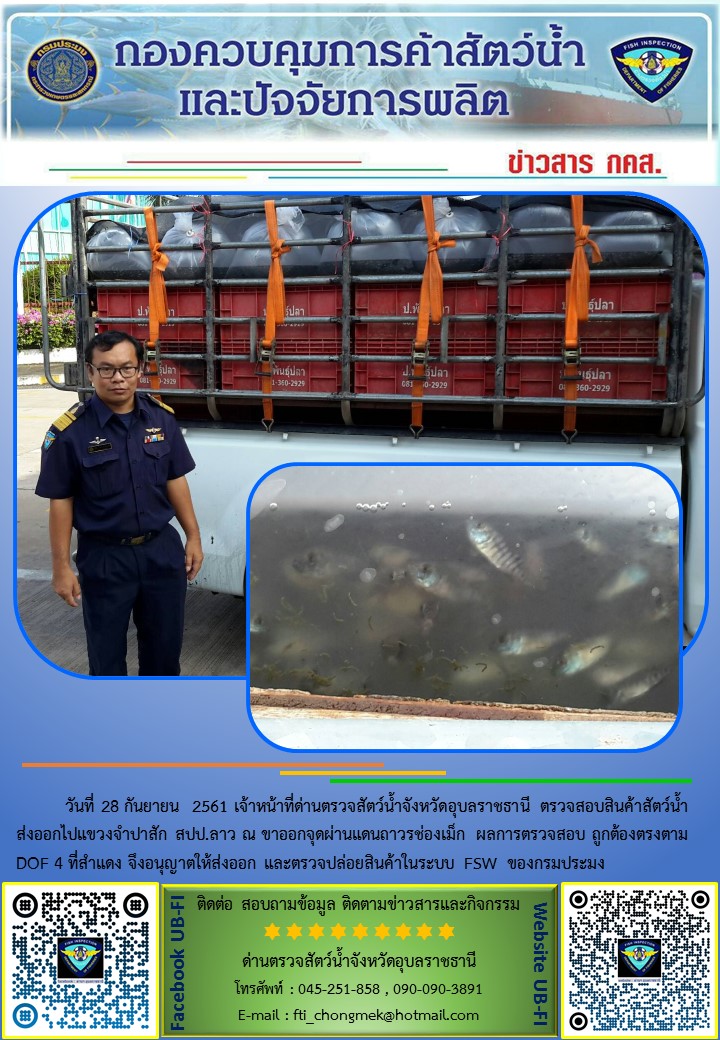 ภาพข่าวสารด่านฯ ผลการปฏิบัติงาน วันที่ 28 กันยายน 2561..คลิก