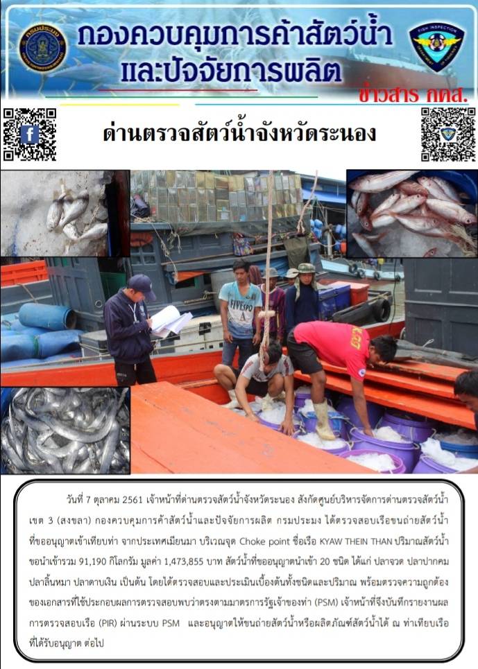 ตรวจสอบเรือและสินค้านำเข้าจากประเทศ MYANMAR