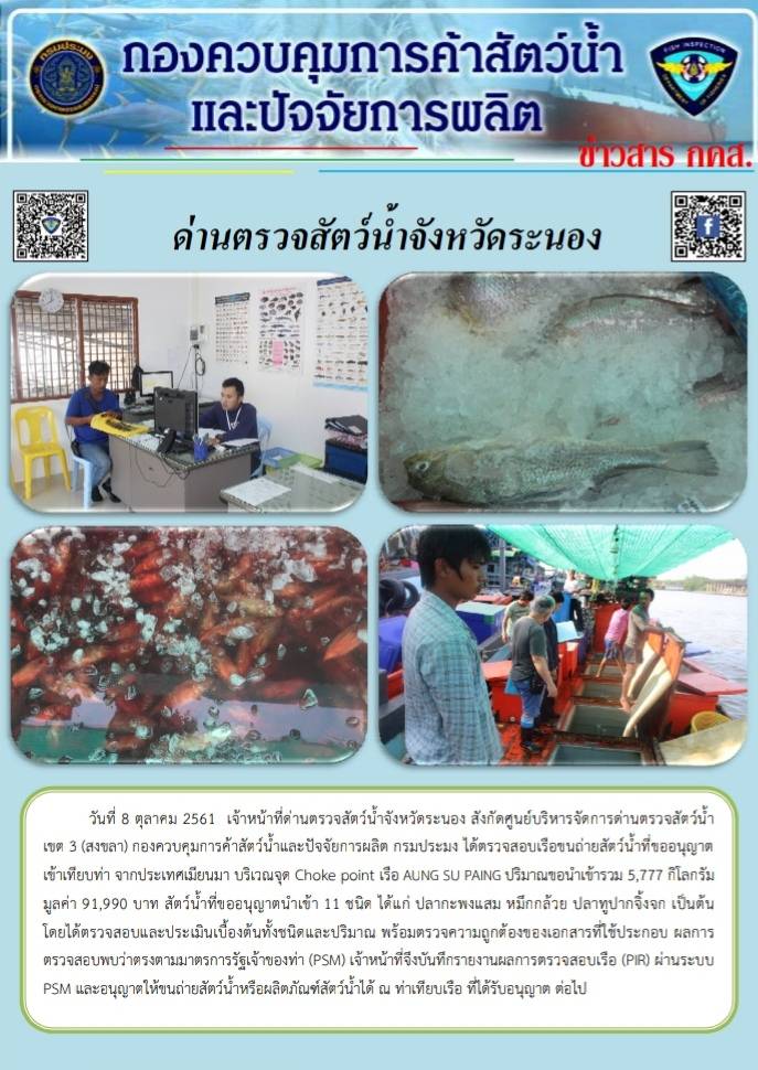 ตรวจสอบเรือและสินค้านำเข้าจากประเทศ MYANMAR