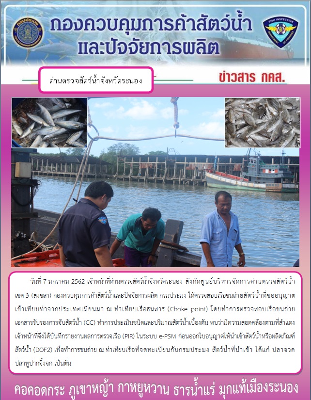 ตรวจสอบเรือและสินค้านำเข้าจากประเทศ MYANMAR