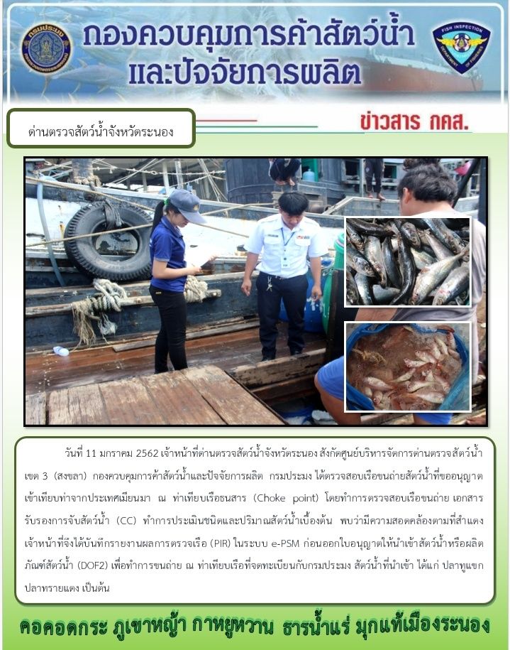ตรวจสอบเรือและสินค้านำเข้าจากประเทศ MYANMAR